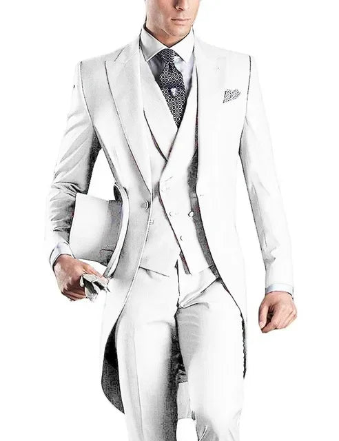 Costume Homme 3 Pieces Fashion Tuxedos Groom Wedding Men Suits Tuxedo Terno Masculino De Pour Hommes Blazer (Jacket+Pants+Vest)