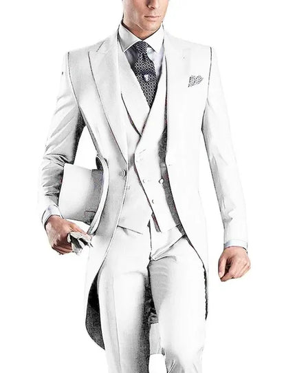 Costume Homme 3 Pieces Fashion Tuxedos Groom Wedding Men Suits Tuxedo Terno Masculino De Pour Hommes Blazer (Jacket+Pants+Vest)
