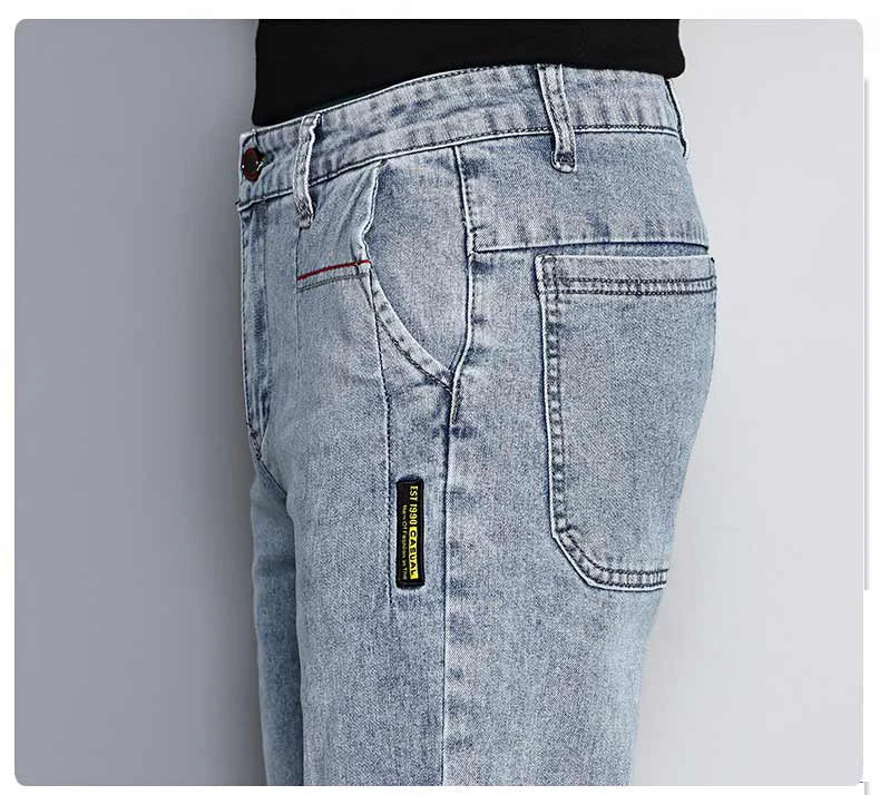 New Men's Jeans Slim Fit Stretch Straight Vintage Trendy Denim Pants Korean Washed Soft Versatile Fashion Trousers Streetwear