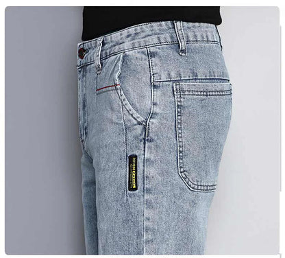 New Men's Jeans Slim Fit Stretch Straight Vintage Trendy Denim Pants Korean Washed Soft Versatile Fashion Trousers Streetwear