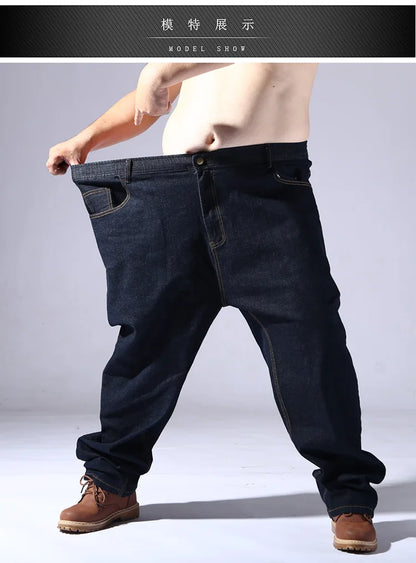 Large size men jeans 200KG plus size 10XL 13XL 14XL 15XL autumn and winter pants large stretch straight 50 54 56 58 black jeans