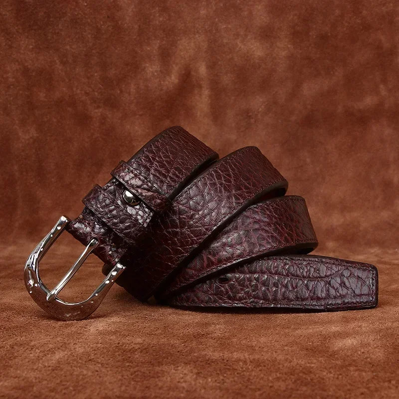 3.8cm Pure Cowskin Men Belt High Quality Genuine Leather Stainless Steel Buckle Strap Male Jeans Luxury Designer Belts for Man