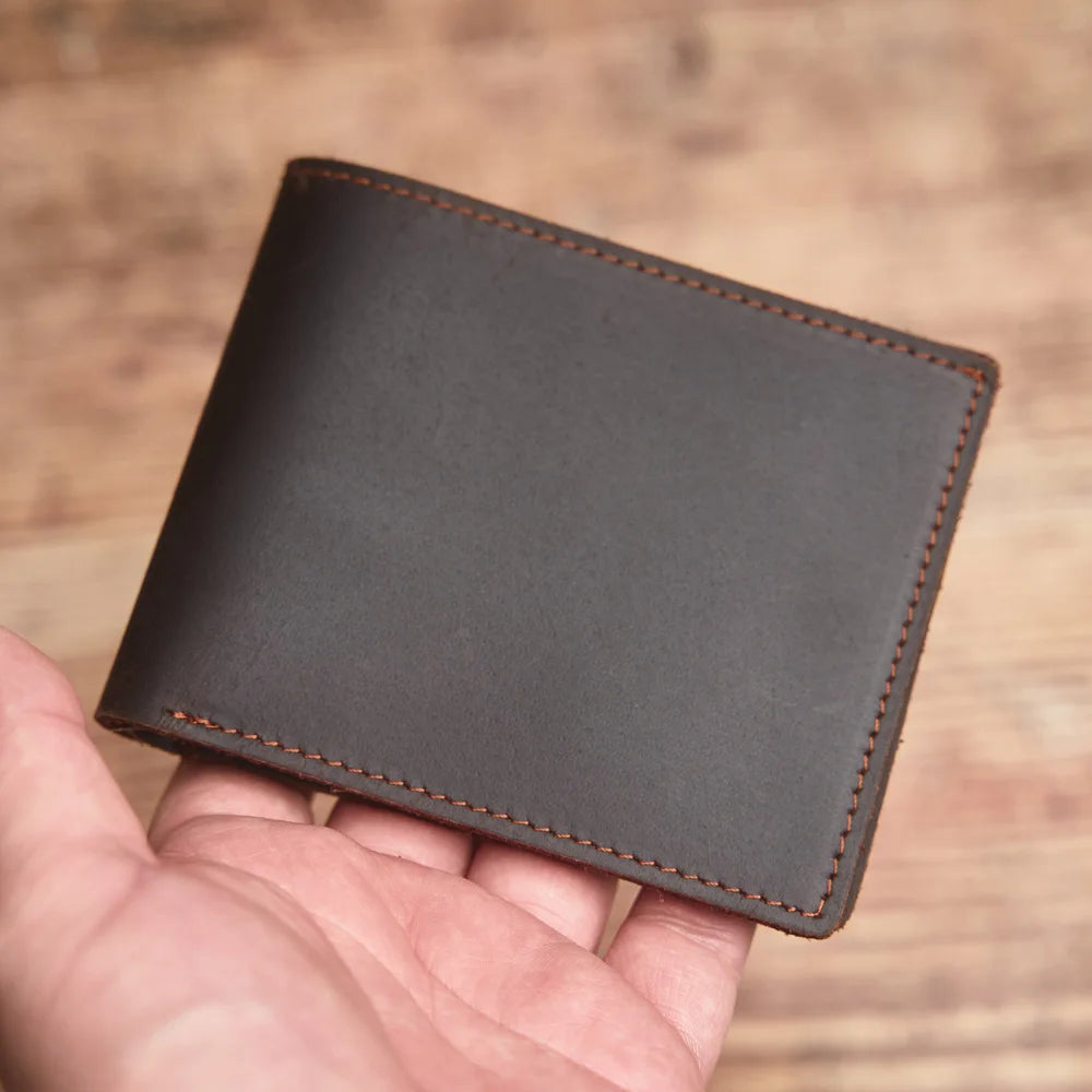 Genuine full-grain leather wallet, vintage men's wallet, stylish business card holder, the perfect gift for men
