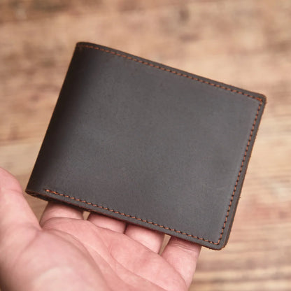 Genuine full-grain leather wallet, vintage men's wallet, stylish business card holder, the perfect gift for men