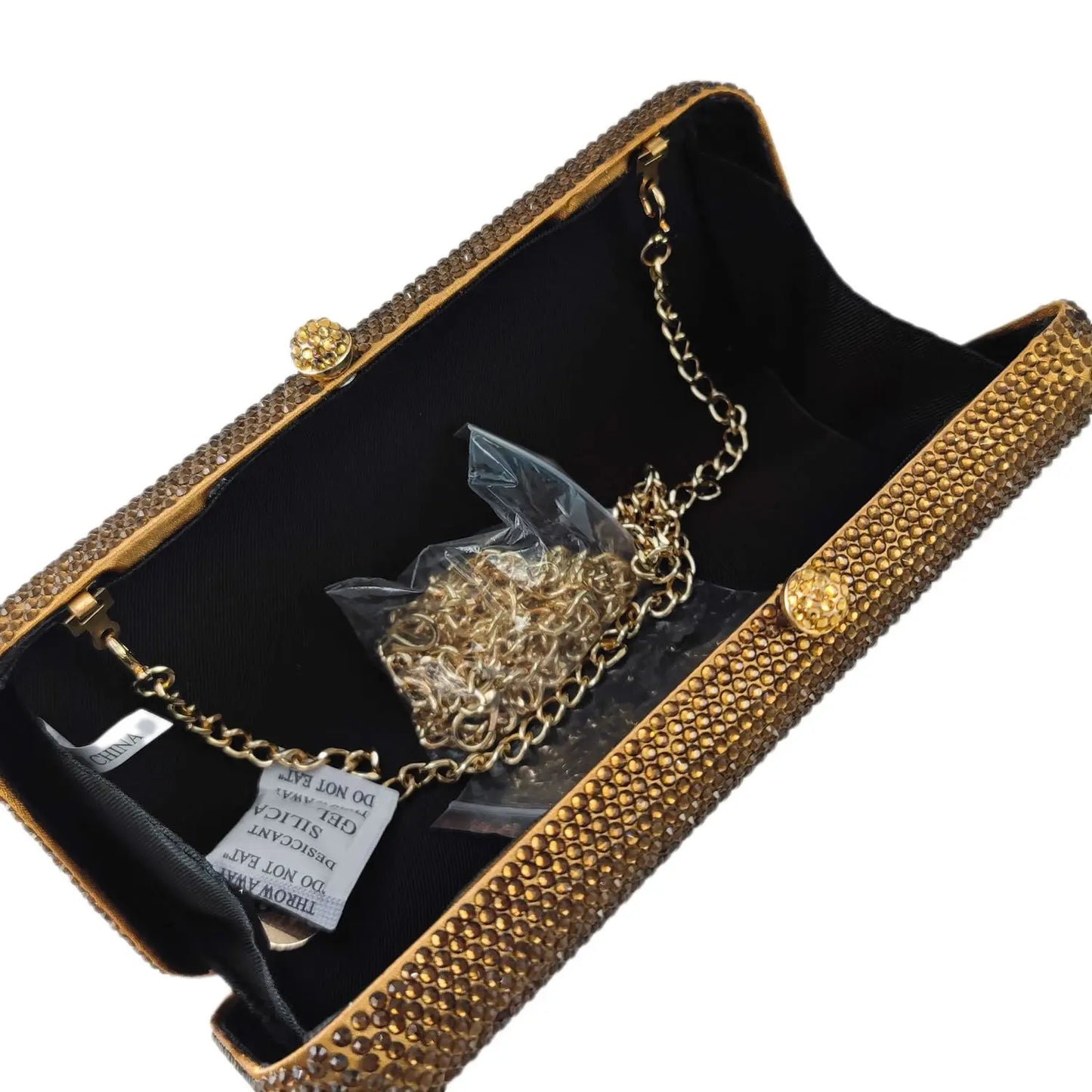 Women Brown Crystal Evening Bag Formal Party Dinner Rhinestone Handbags and Purses Bridal Diamond Clutch Purse