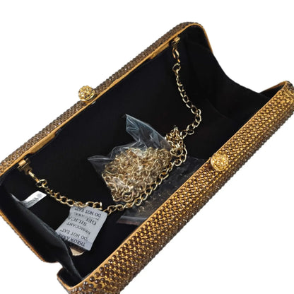 Women Brown Crystal Evening Bag Formal Party Dinner Rhinestone Handbags and Purses Bridal Diamond Clutch Purse