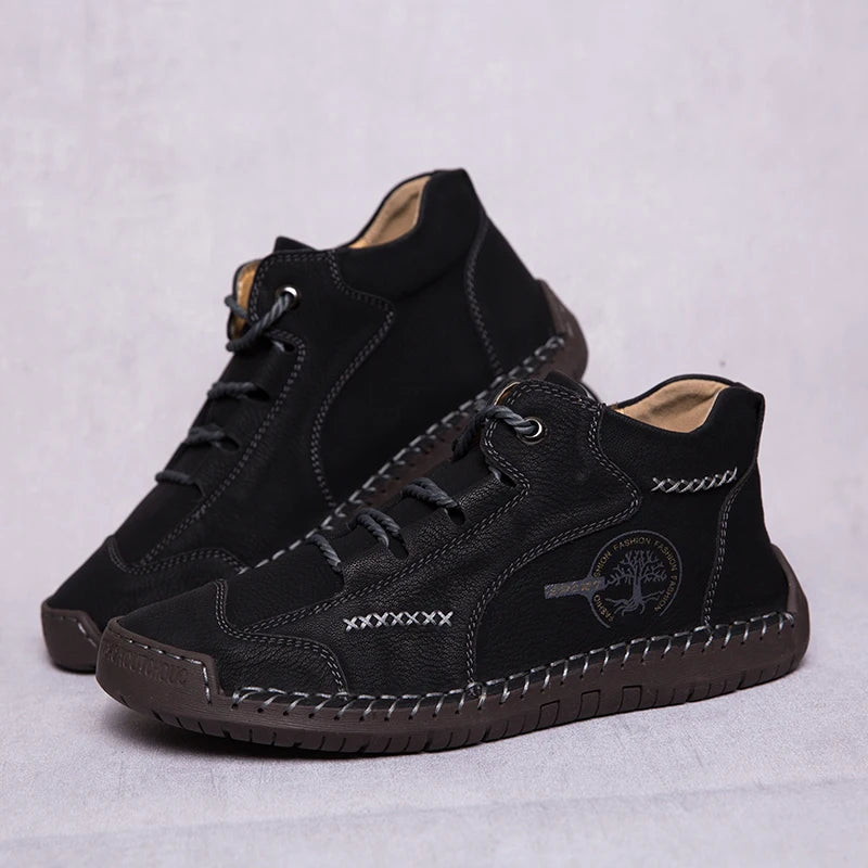 Fashion Men Ankle Boots Handmade Mens Boots Lightweight Mens Designer Boots Outdoor Sneakers Leather Work Boots Plus Size 38-48
