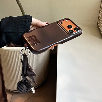 Fashion Leather Phone Case For iPhone 17 Pro 15 14 16 Pro Max Cover with Star Pendant Cute Protective Cases For Apple 17Pro Capa