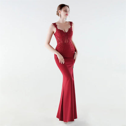 10 Colors Women's Sexy Slit Evening Dress with Appliques Soft Satin Wedding Party Dresses Prom Gowns robe de soiree