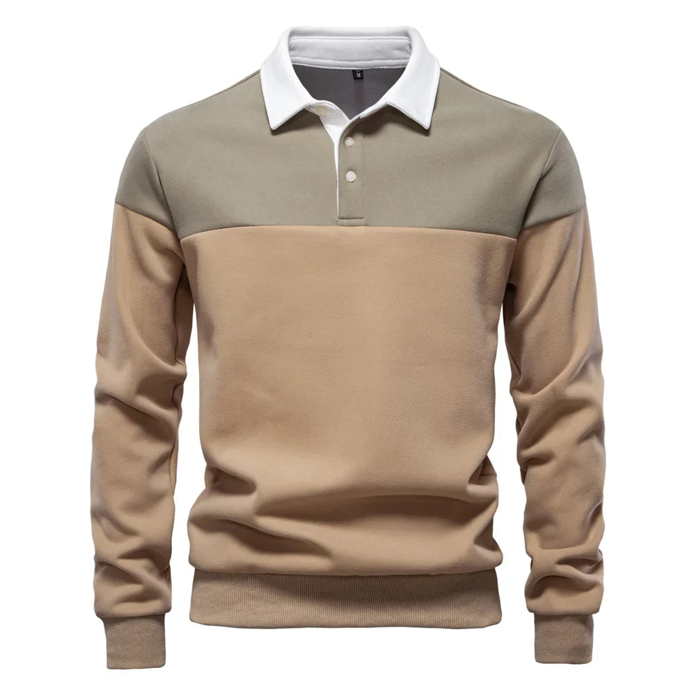 Men's Premium Cotton Sweatshirt Color Block Sweatshirt Long Sleeve Business Casual Social Sweatshirt