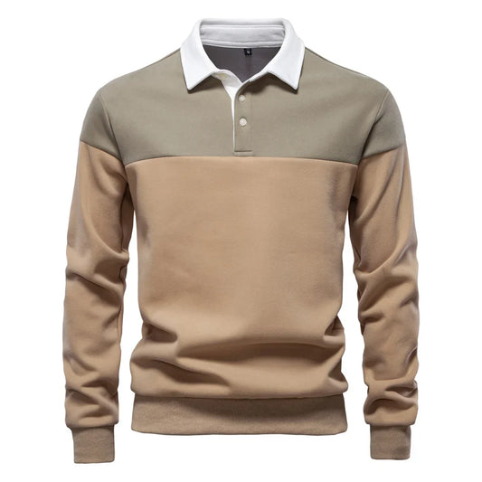 Men's Premium Cotton Sweatshirt Color Block Sweatshirt Long Sleeve Business Casual Social Sweatshirt