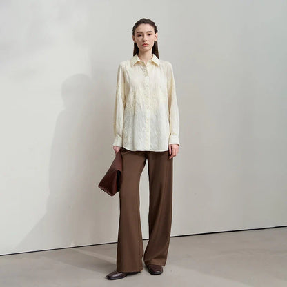 Women's Shirt 2025 Autumn New Blouse Ladies Embroidery Solid Loose Elegant Versatile Long Sleeve Tops For Woman 12543148