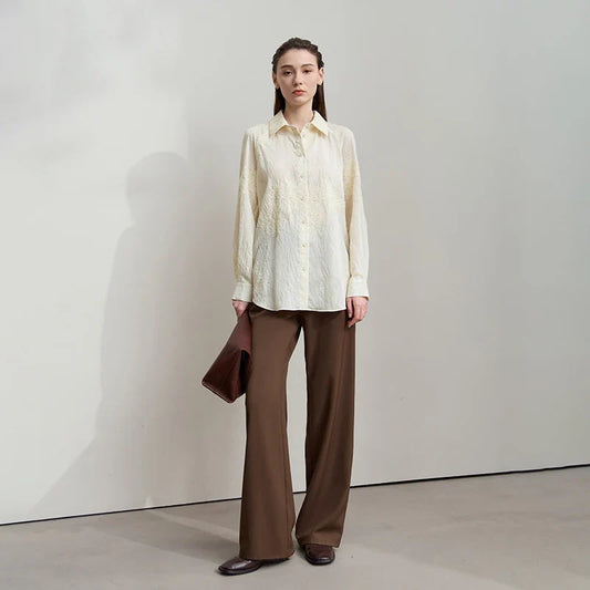 Women's Shirt 2025 Autumn New Blouse Ladies Embroidery Solid Loose Elegant Versatile Long Sleeve Tops For Woman 12543148