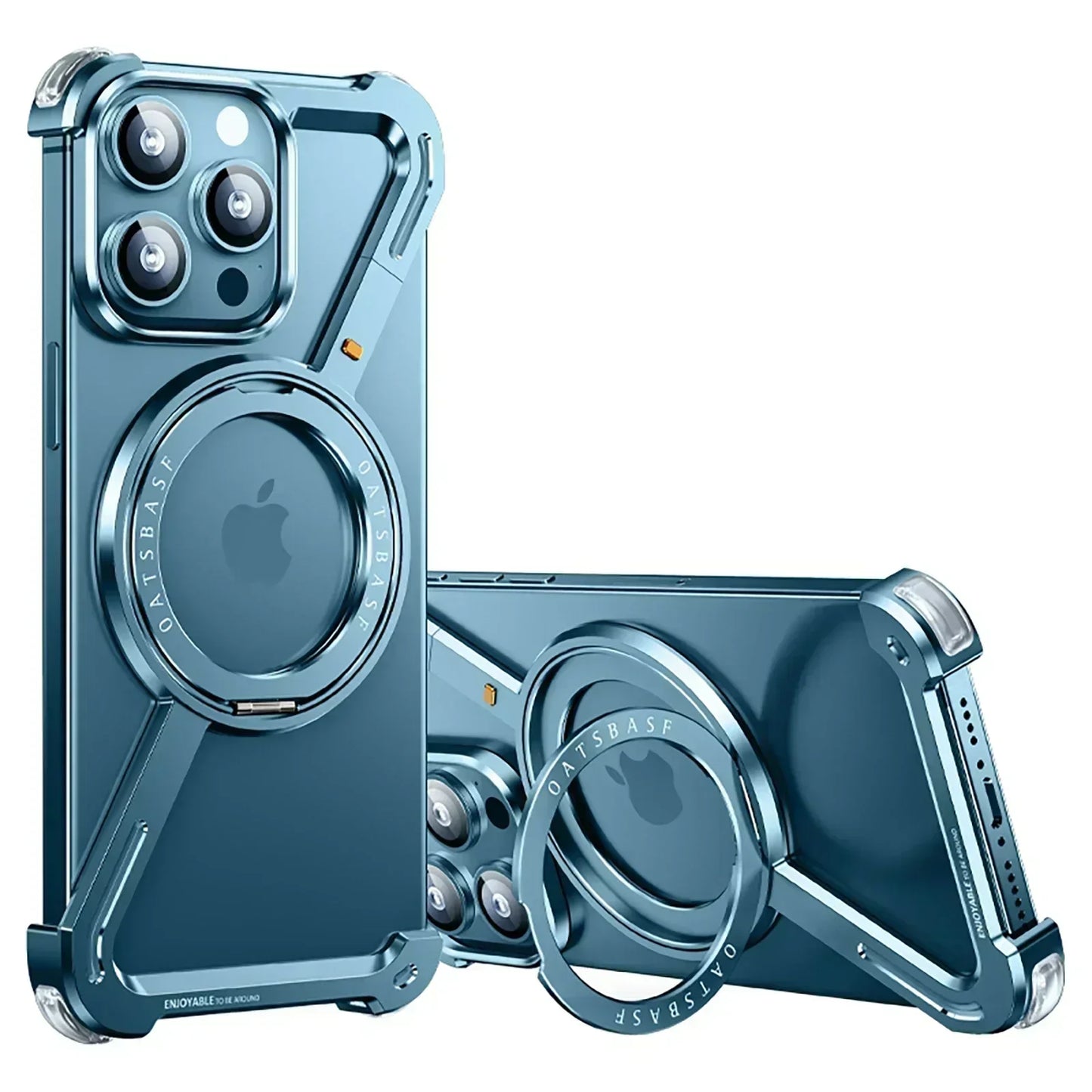 Z Case for iPhone 16 15 14 13 12 Pro Max for Magsafe 360°Rotatable Magnetic Kickstand Metal Frameless Bumper Phone Cover