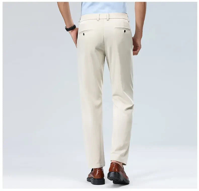 Men's Stretchy Casual Pants Business Suit Pants Spring Summer Breathable Dress Pants Full Length Homme Work Trousers