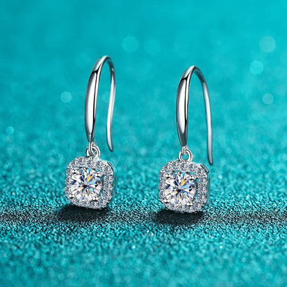 1ct Moissanite Earring s925 Sterling Sliver Plated 18k White Gold Wedding Engagement Fine Jewelry Earrings For Woman