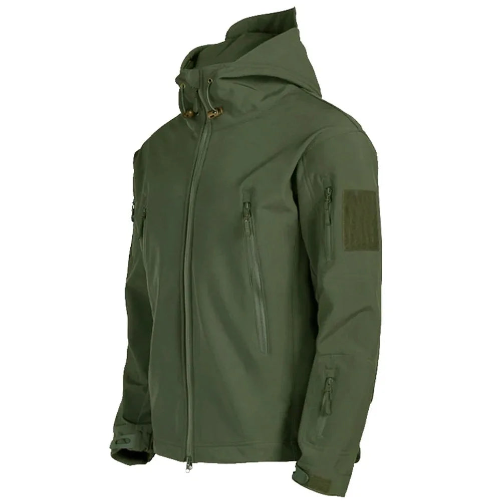 2024 New Fashionable Shark Skin Soft Shell Jacket Men's Tactical Windproof Waterproof Jacket Men's Jacket Hooded Jacket