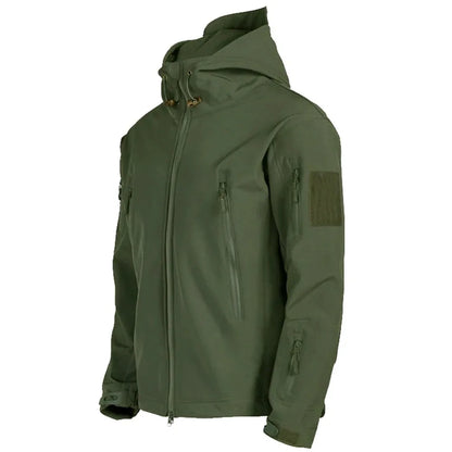 2024 New Fashionable Shark Skin Soft Shell Jacket Men's Tactical Windproof Waterproof Jacket Men's Jacket Hooded Jacket