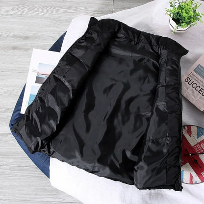 White Vest Jacket Men Slim Fit Stand Collar Sleeveless Puffer Jackets Spring Autumn Casual Waistcoat Men Warm Coat 2024 Trends
