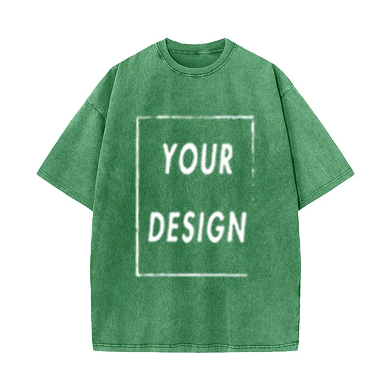 Men's and Women's Cotton Washed T-Shirt Custom Printed T-Shirt 230G Top DIY Your Favorite Pattern or Logo Fashionable Custom Top