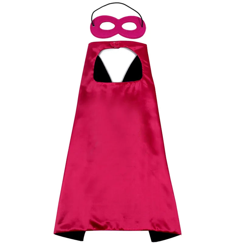 Superhero Cosplay Costume Solid Two Colored Satin Super Hero Cloak Children Cape Boys Girls Satin Halloween Carnival Party