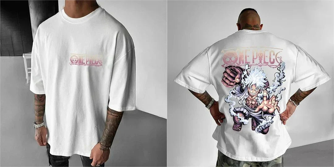 ONE PIECE Japanese Anime Men's T-shirt Monkey D. Luffy Summer Cotton Boy Children's Parent-child Clothing Harajuku Short Sleeve