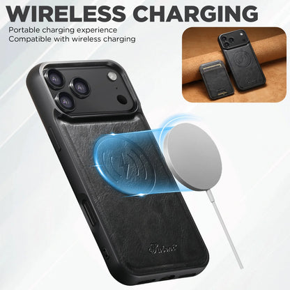 لجراب iPhone 17 Air/16E/15/14/12/13 Promax Plus اثنين في واحد، تغطية كاملة من مادة TPU مع حامل بطاقات وإدخال بطاقة مغناطيسية وجراب جلد