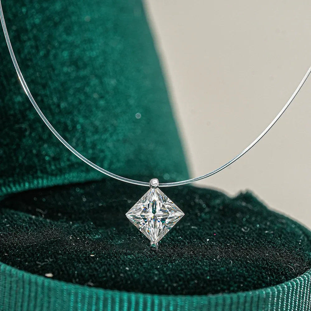 GRA Certified 1CT Marquise Cut Moissanite Pendant Necklace for Woman 925 Silver Fishing Line Water Drop Diamond Necklaces