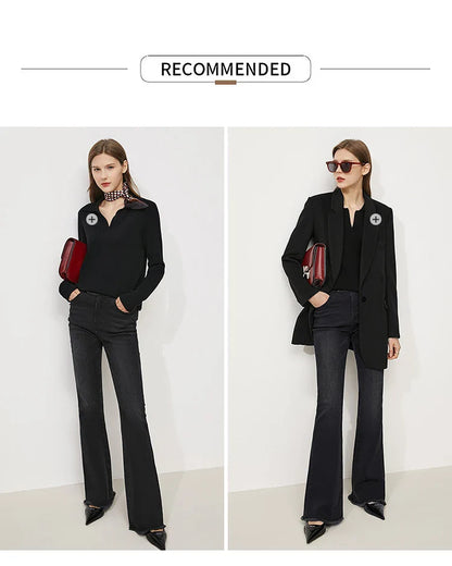 Jeans For Woman 2025 Winter New Slim-fit Warm Versatile Flared Pants Simple Commuter Casual Casual Woman Trousers 12344022