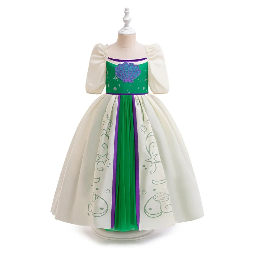 Little Mermaid Ariel Princess Costumes Young Girls Purple Dress Kids Cosplay Carnival Gown Birthday Tutu Dresses Summer New Wear