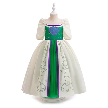 Little Mermaid Ariel Princess Costumes Young Girls Purple Dress Kids Cosplay Carnival Gown Birthday Tutu Dresses Summer New Wear