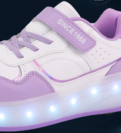 Roller Skate Shoes Kids Boys Girls Flashing Light 4 Wheel Roller Shoes Led Light Luminous Sneakers Outdoor Casual Shoes Children