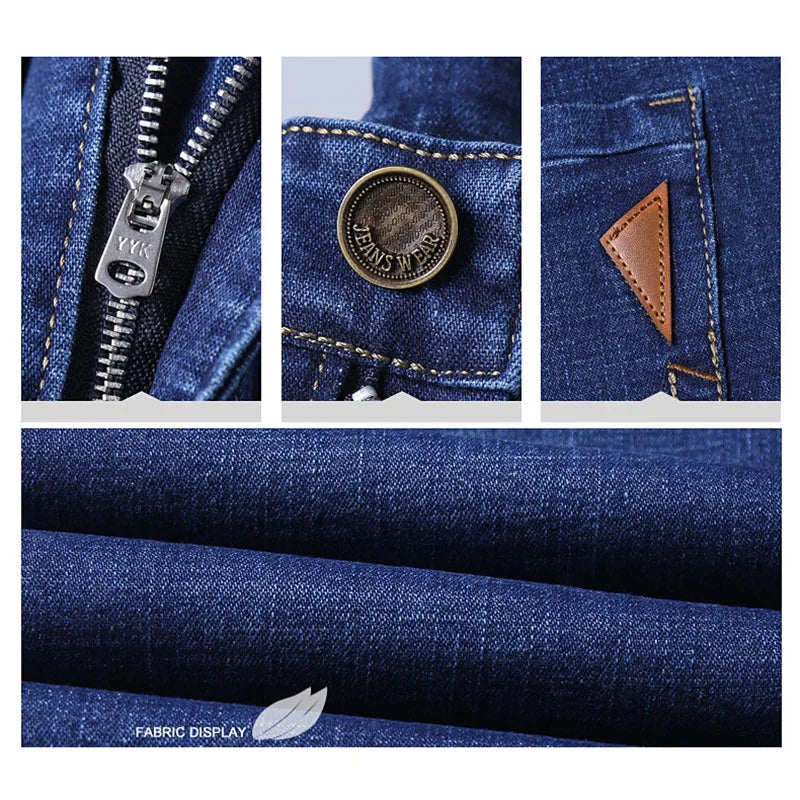 2024 Fashion Men Stretch Loose Straight Jeans Casual Elastic Slim Fit Denim Pants Male Brand Business Trousers Large size 38 40
