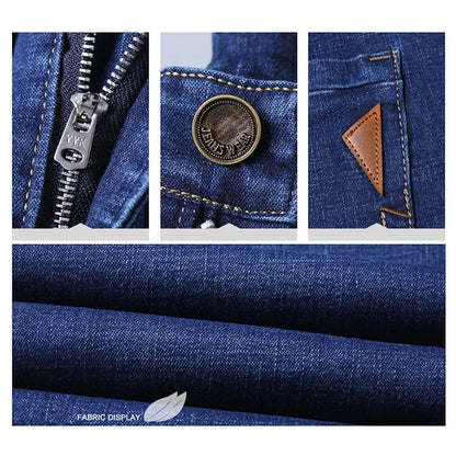 2024 Fashion Men Stretch Loose Straight Jeans Casual Elastic Slim Fit Denim Pants Male Brand Business Trousers Large size 38 40