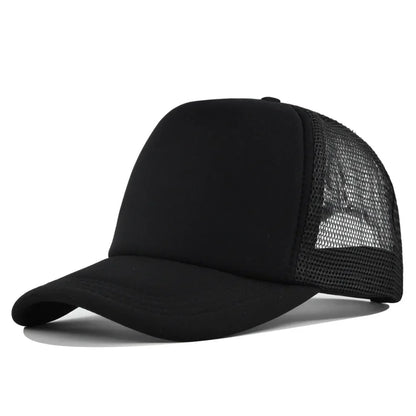 Fashion Unisex Plain Baseball Cap Adjustable Trucker Flat Visor Cap Snapback Mesh Curved Men Women Casual Sun Summer Hat