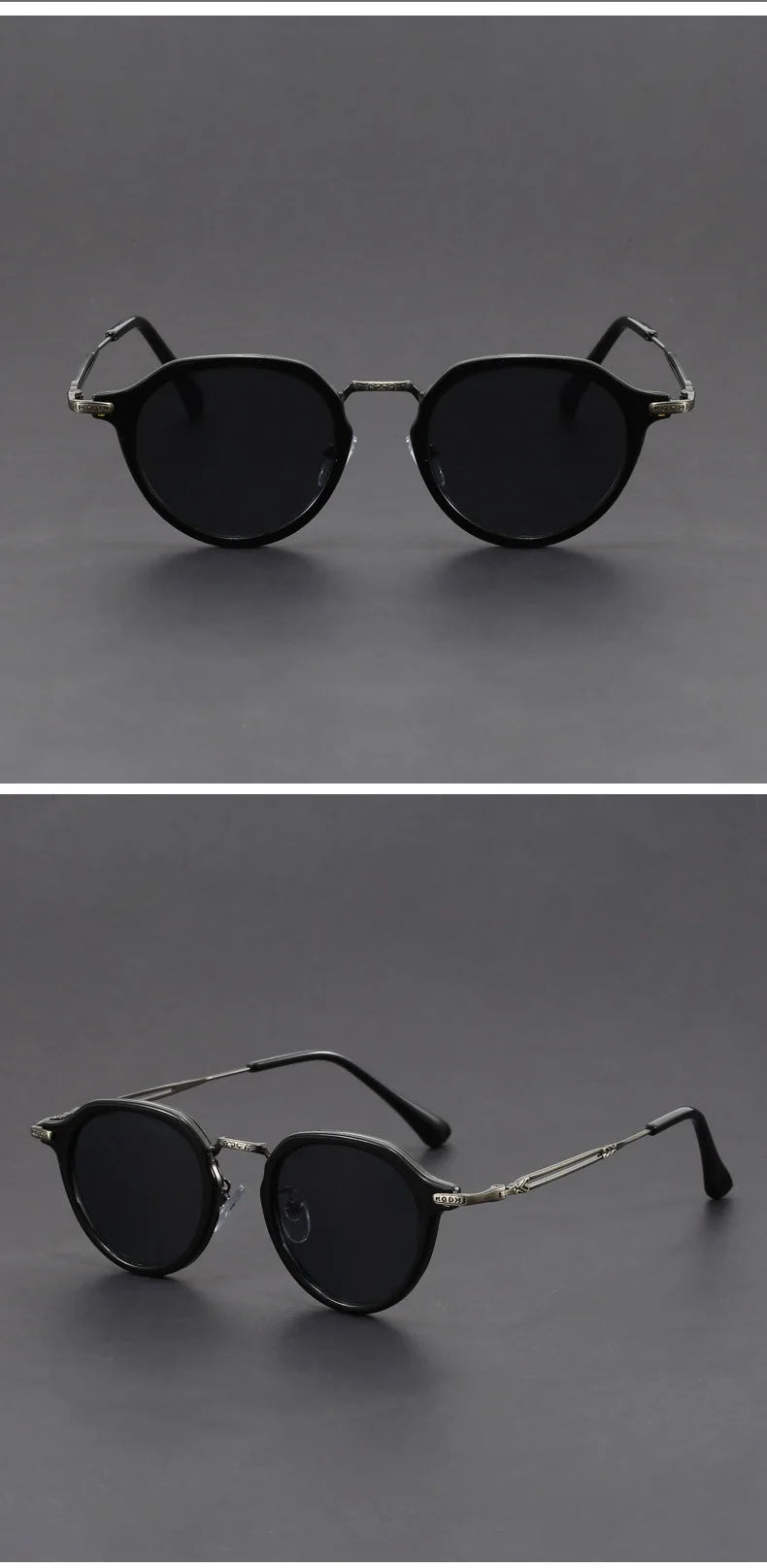 Retro Geometric Round Frame Simple Design UV Protection Men Women Polarized Sunglasses Customizable Prescription 1061