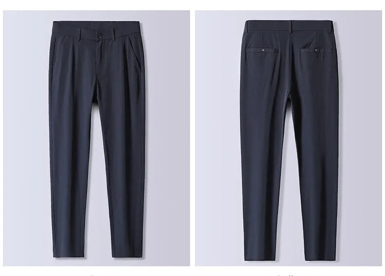 Summer New Stretch Soft Suit Pants Men Thin Fashion Business Elastic Waist Korean Slim Brand Clothes Casual Formal Trousers Male