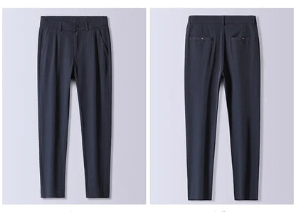 Summer New Stretch Soft Suit Pants Men Thin Fashion Business Elastic Waist Korean Slim Brand Clothes Casual Formal Trousers Male