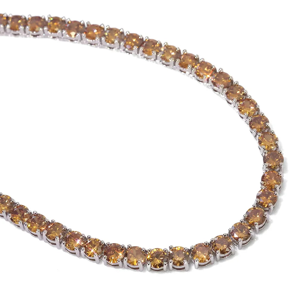 Hip Hop Jewelry Ice 5mm Wide Colorful Sparkling Tennis Necklace CZ Zircon Fashionable Tennis Necklace Suitable For Men And Women