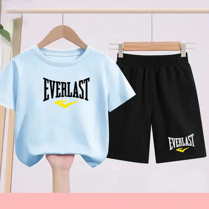 T-shirt d'été pour garçons et filles, manches courtes sportives pour enfants de 7 à 13 ans, pantalons à caractères, confortables
