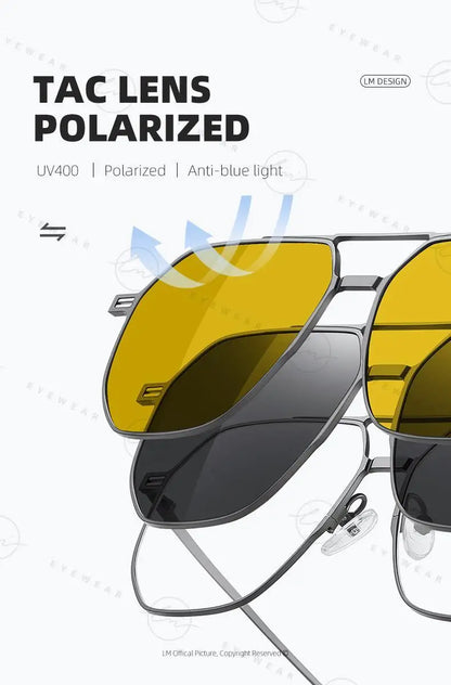 Top Brand Design Sunglasses Men Polarized 3 In 1 Magnetic Clip On Glasses Women Hexagon Night Vision Anti-Blue Light Eyeglass
