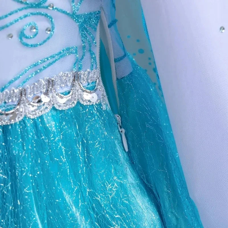 For 2-10 Year Cosplay Fancy Queen Frozen Elsa Anna Costume Girls Princess Dress Toddler Halloween Party with Decorative Fittings