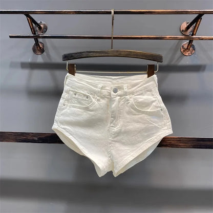 Skinny Denim Shorts, Hot Girl Y2k Ultra-short Washed Cuffed Jeans, Summer Clothes for Woman