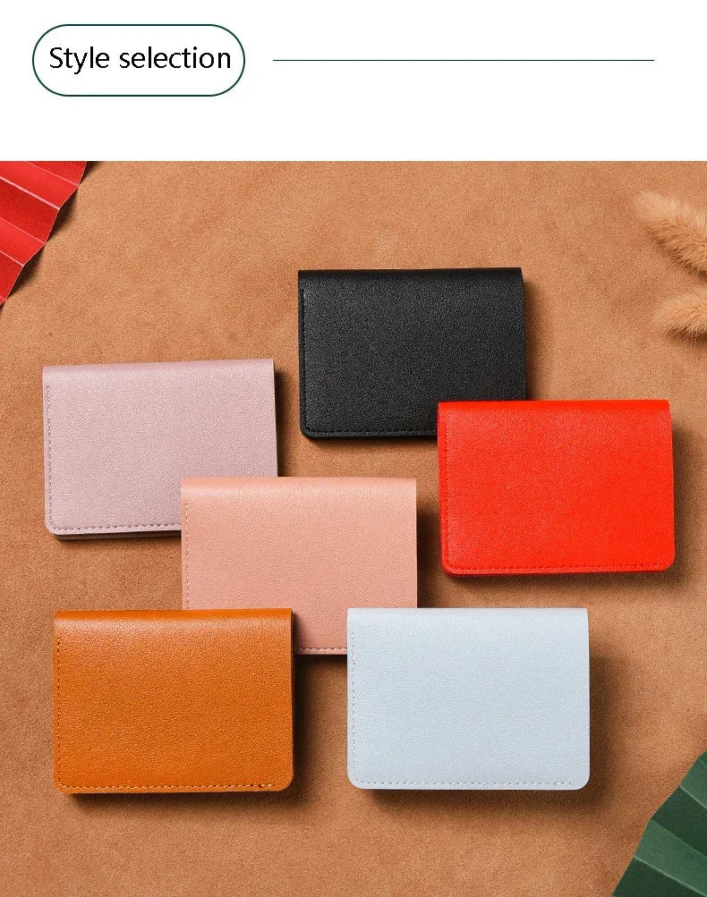Portefeuille mini en cuir souple 2025 – Porte-cartes pliable fin avec bouton-pression pour femmes et hommes