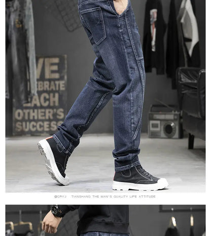 Summer Designer Clothes High Quality Punk Harajuku Fashion Casual Plus Size Slim Fit Denim Jeans for  2024 Cowboy Pants for Men