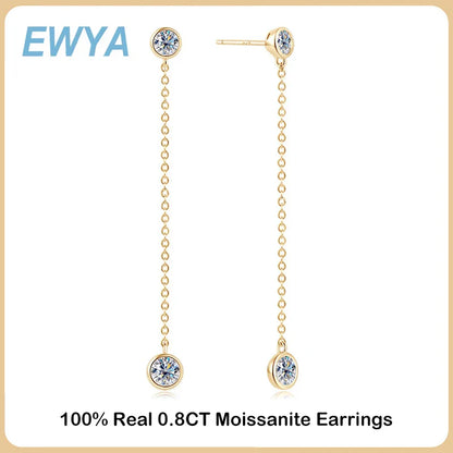 Real 0.8 Carat Moissanite Diamond Drop Earrings Women’s S925 Silver Plated PT950 Long Tassel Dangle Earring Fine Jewelry