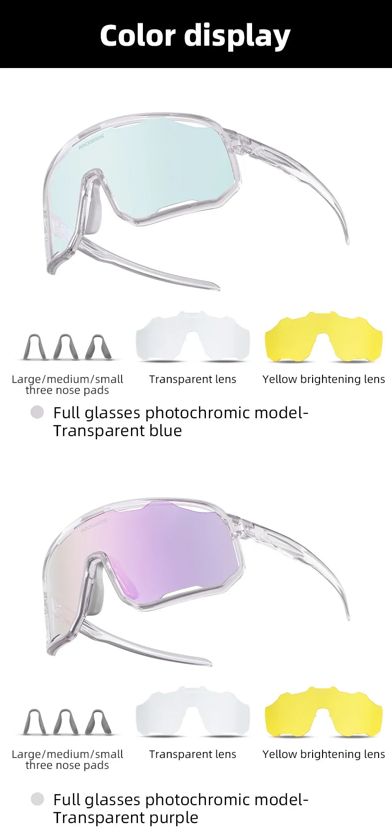 Cycling Glasses Goggles Polarized/Photochromic Sunglasses Sport Big frame Eyewear UV400 Sun Protection with 2 Lens