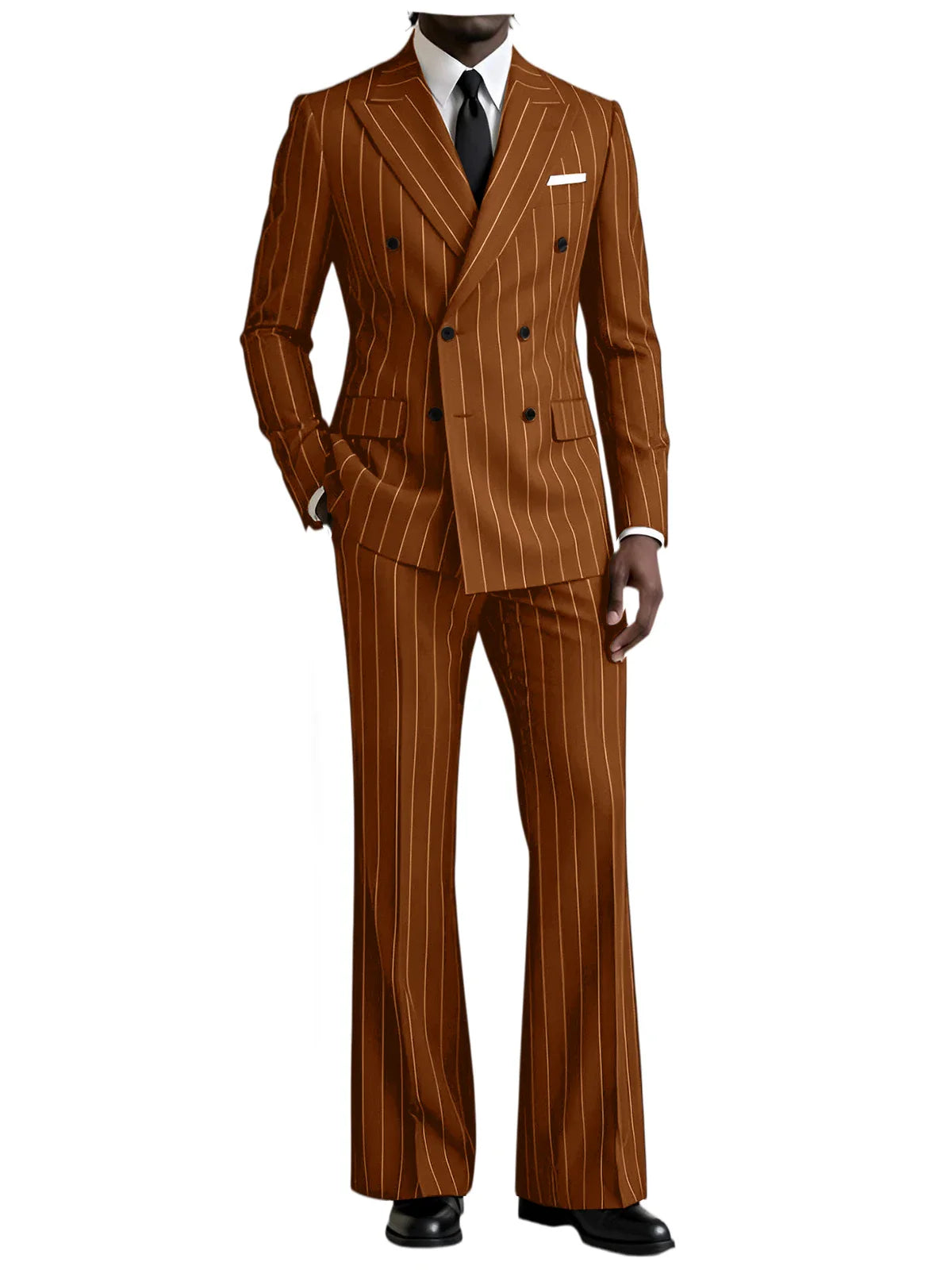 Men's Striped 2 Piece Suit Notched Lapel Straight Stripe Coat + Flare Pants Formal Business Wedding Party Prom Tuxedo for Men