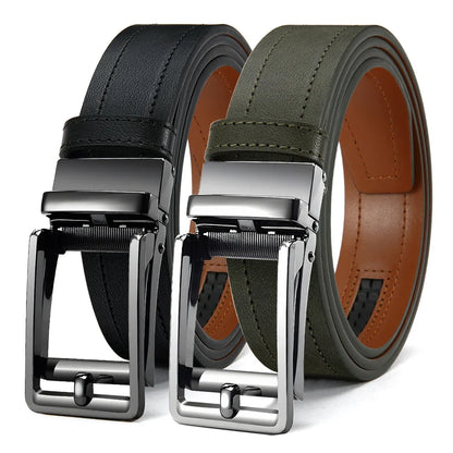 Men's Fashionable Leather Belt Men's High-quality Leather Belt Business Automatic Buckle Ratchet Belt Randomly Adjustable