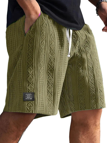 Men's Jacquard Casual Shorts Summer Harajuku Solid Sweatpants Fashion Men Short Pants Retro Men Clothes Roupas Streetwear New